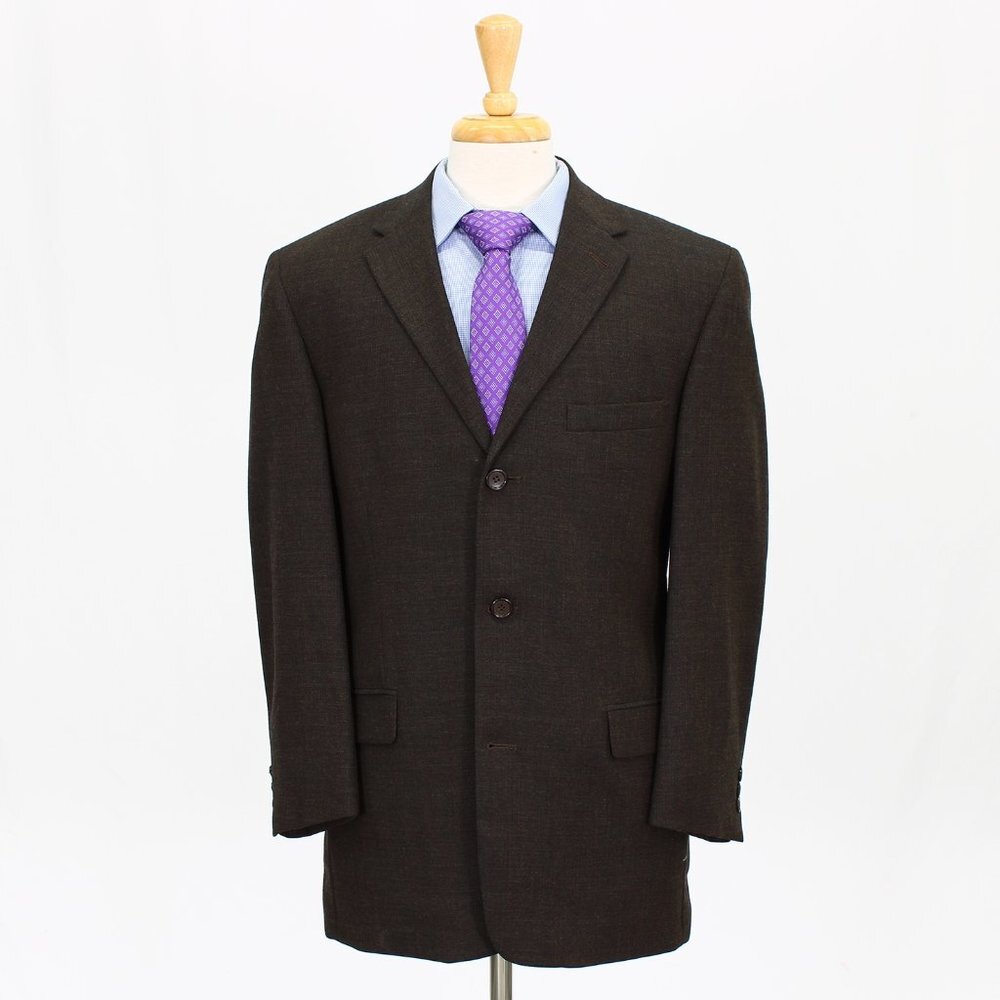 Kenneth Cole 40R Brown Solid 3-Button Sport Coat Blazer Jacket V420
